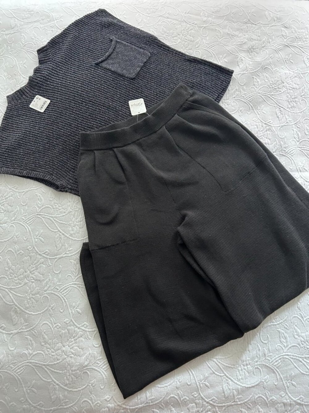 NWT Free People Freya Sweater Set in Black Combo, size Large, MSRP $128 - Picture 6 of 7